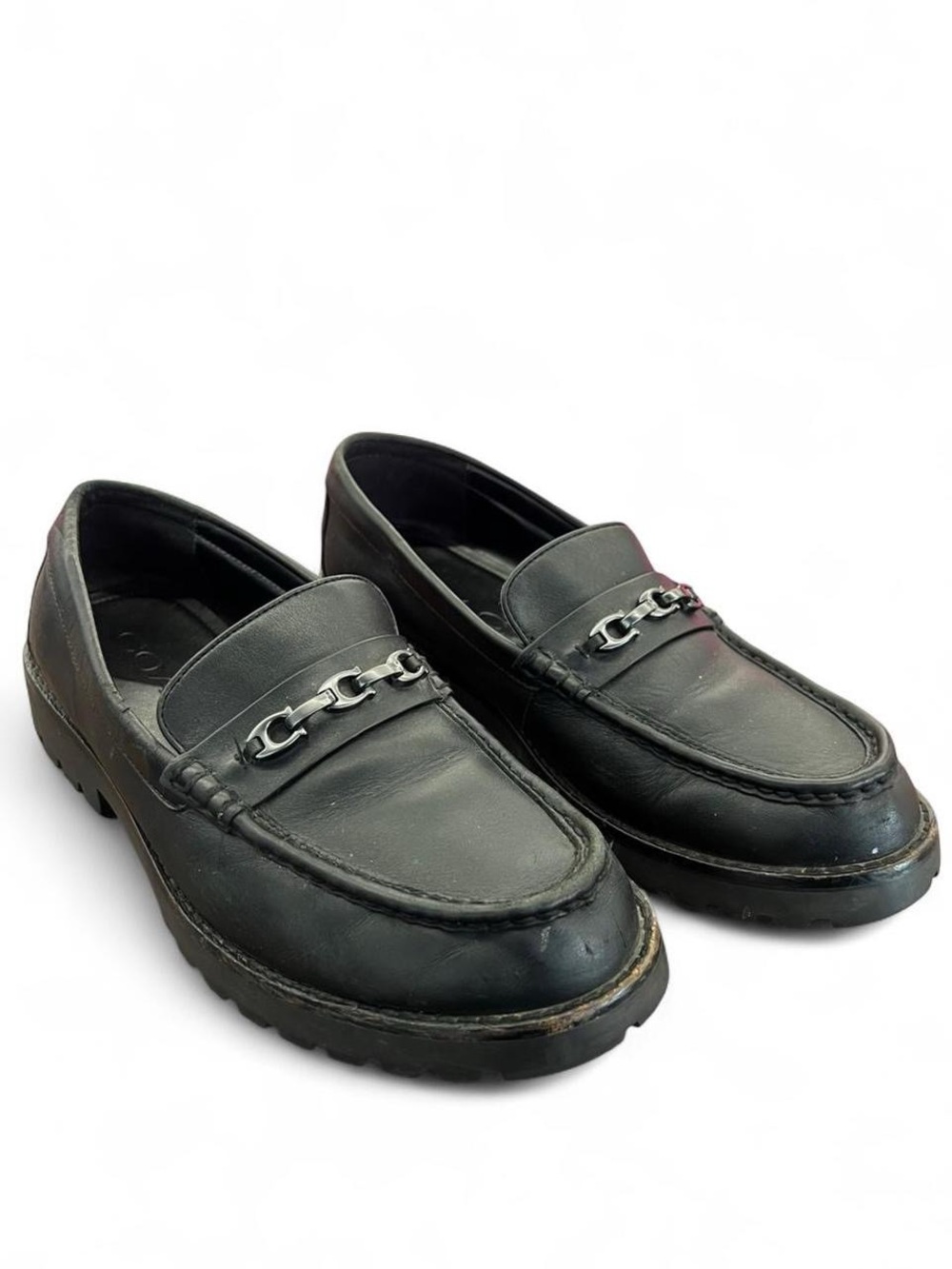 Mens Coach Black Leather Loafers Size 8.5 D